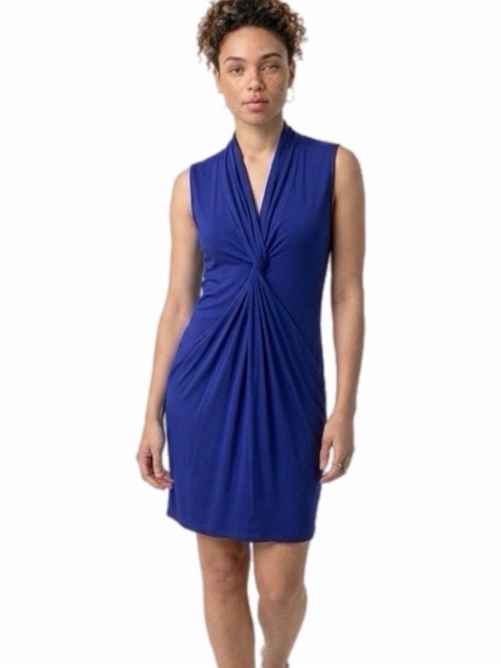 Trina Turk Royal blue stretch Jersey dress with front twist & pockets Size 4